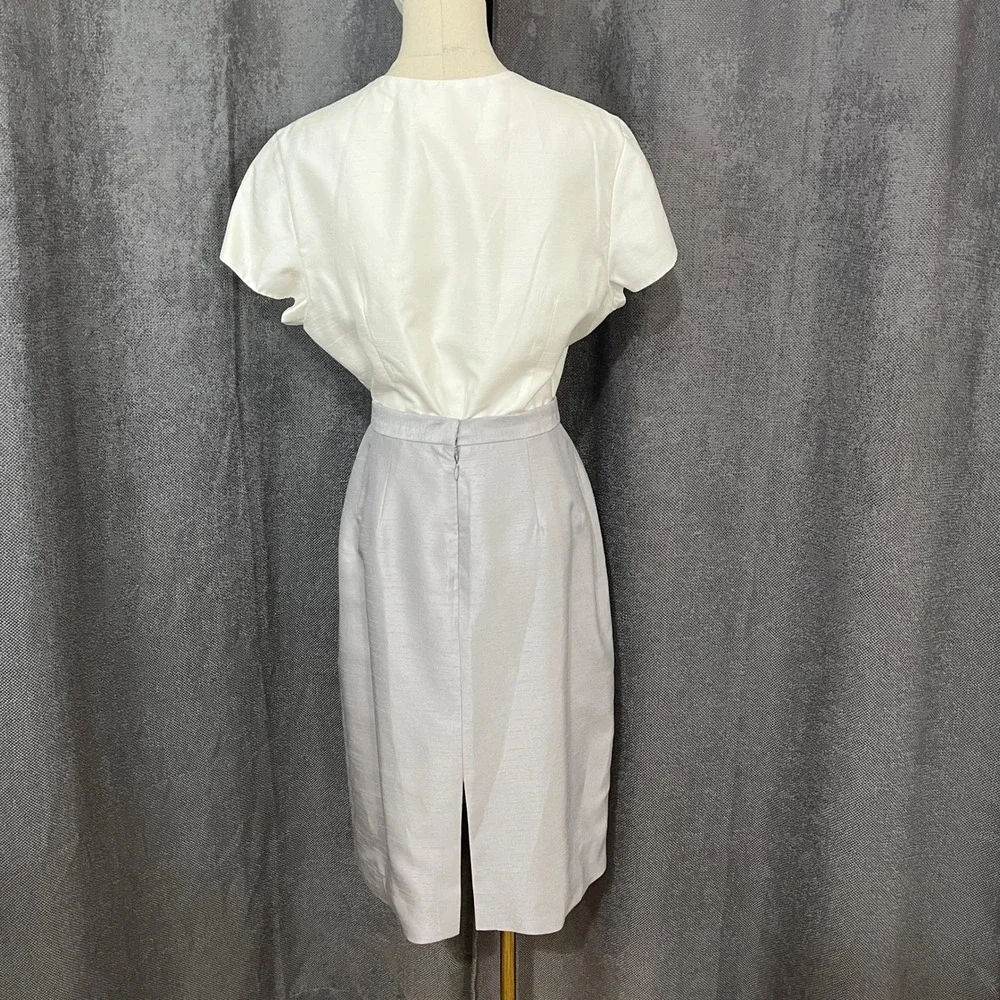 Karon Lorrance Women's Sz 10 Silver 3PC Skirt Suit‎ Set 80s Chic Mother of Bride